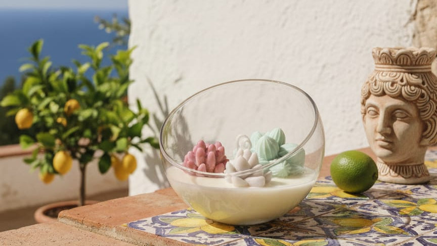 candela decorativa giardino mediterraneo succulente