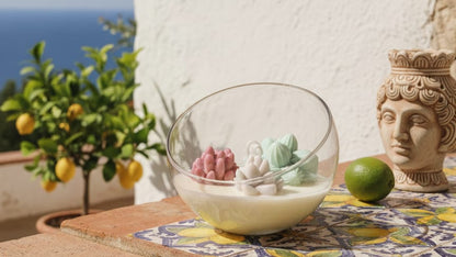candela decorativa giardino mediterraneo succulente