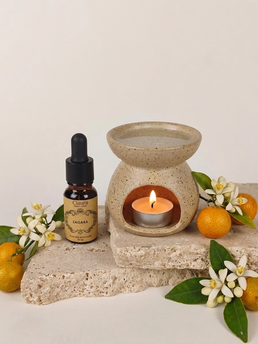 olii profumati per diffusori bergamotto ginepro melograno legno d'ulivo rosmarino zagara boccetta marrone con contagocce naturali