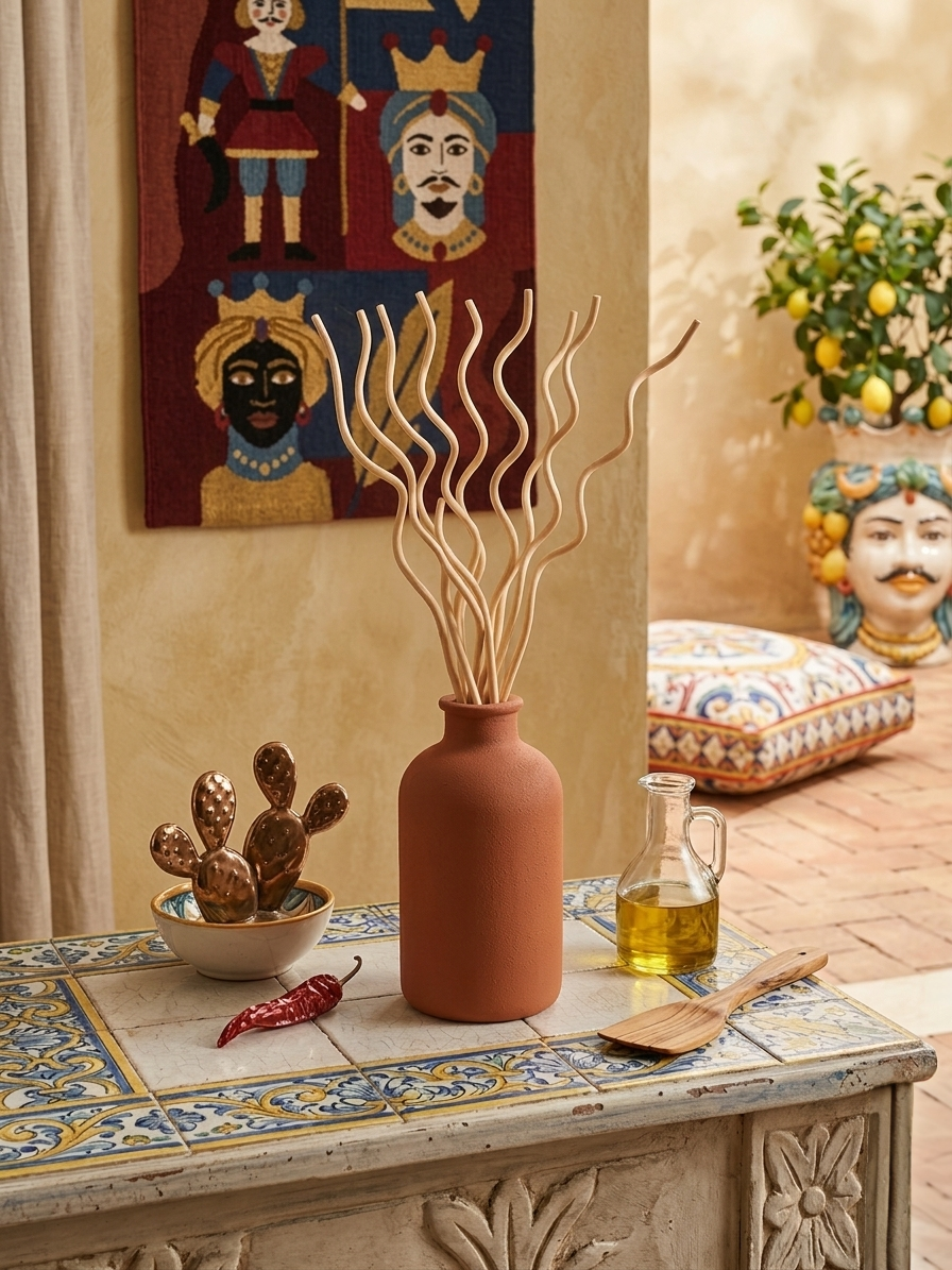 PROFUMATORE A BASTONCINI - DOUBLE - VETRO E TERRACOTTA