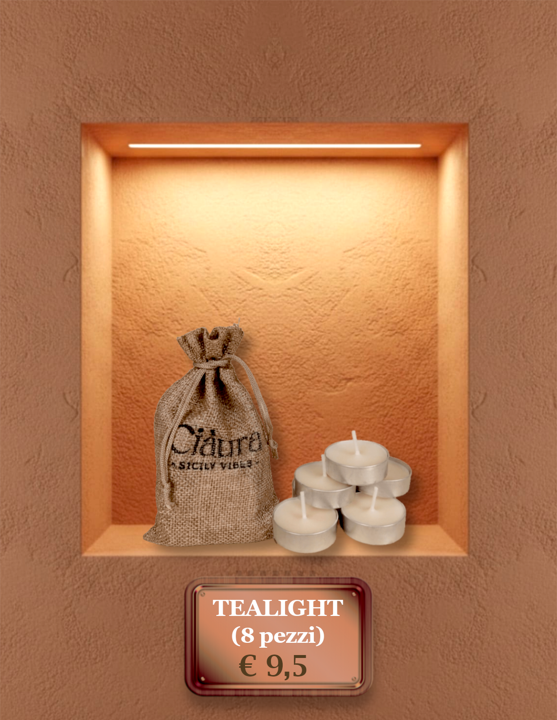 Tealight Artigianali Sacchetto Iuta